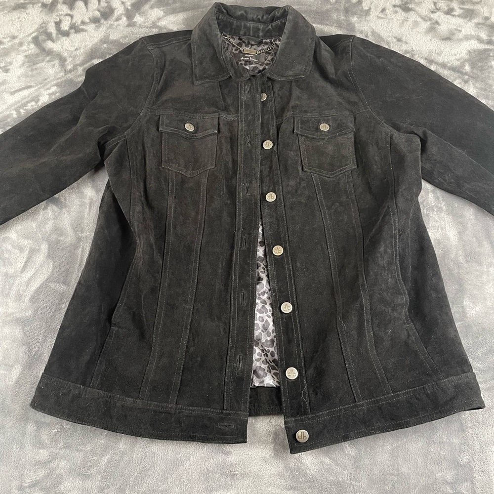 Dennis Basso Black and Gray Animal Print Jacket